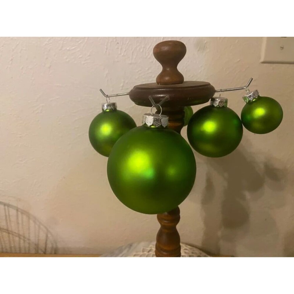 Vintage-Style Matte Lime Green Glass Christmas Ornaments
